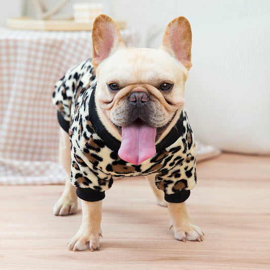 KFX-3711933 Fluffy Bullfighting Jacket for Dogs - Casual Winter Clothing in Light Brown, Pink, Dark Coffee, and Cow Patterns