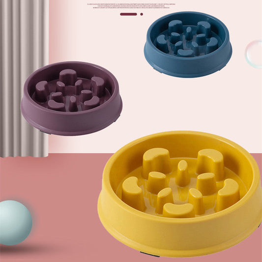 KFX-3725245 Petal-Shaped Plastic Slow Feeder Bowl in Various Colors for Pets
