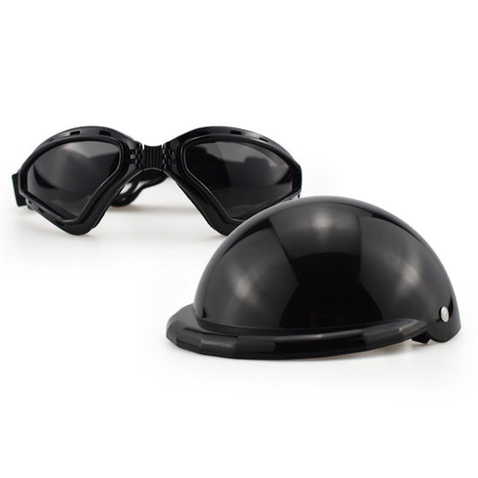KFX-3729853 Pet Safety Helmet with Sunglasses Set for Dogs and Cats - Casual Monochrome Design