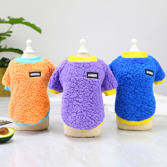 KFX-3738941 Colorful Fleece Pet Clothes for Autumn and Winter - Multiple Sizes Available