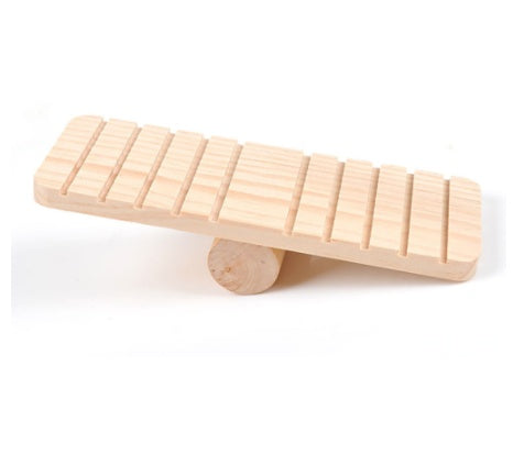 KFX-3741373 Wooden Hamster Seesaw for Stress Relief and Exercise - Natural Wood Pet Toy