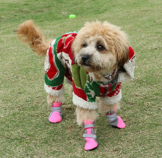KFX-3743165 Comfortable Dog Walking Shoes with Reflective Design and Easy Fit in Pink, Green, and Black