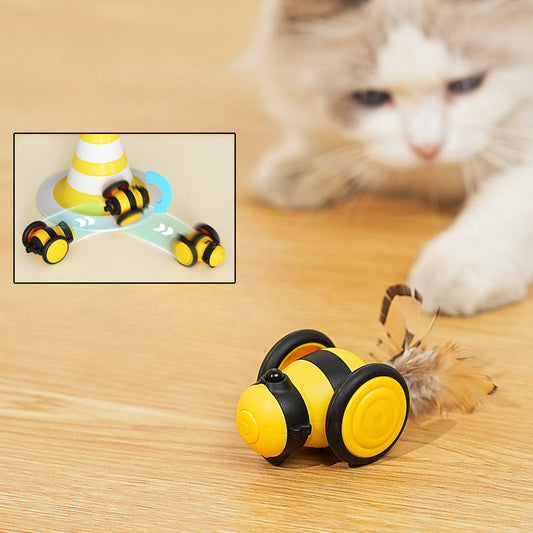 KFX-3749565 Electric Interactive Cat Toy with Teaser Feather and Random Movement for Engaging Playtime