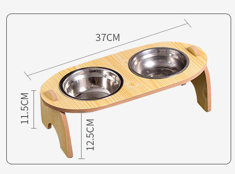 KFX-3752253 Cervical Spine Double Bowl Dog Food Stand with Wooden Base
