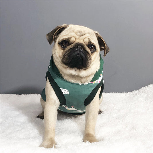 KFX-3752637 Cotton Crocodile Vest for Summer Wear – Lightweight Casual Pet Clothing for Bulldogs