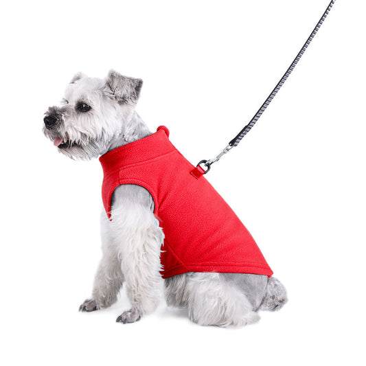 KFX-3774397 Pet Fleece Zipper Vest Sweater in Blue, Red, Pink, and Cyan - Sizes S to XL