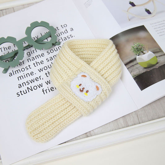 KFX-3776701 Fashionable Monochrome Dog Scarf in Ivory White and Red, Available in Small and Large Sizes