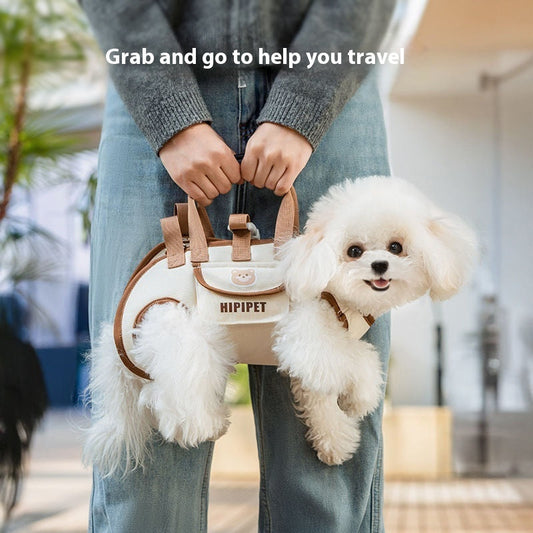 KFX-3787069 Portable Crossbody Handbag for Small Dogs and Cats - Genuine Leather - Lomi Brown and Leo Black Options Available