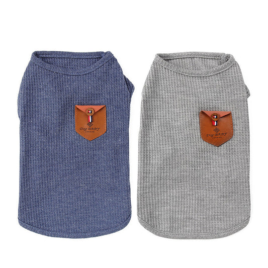 KFX-3802685 Breathable Cotton Dog T-Shirt Vest in Solid Colors for Casual Wear