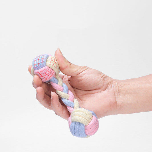 KFX-3824189 Interactive Cotton Rope Ball for Dogs and Cats - Bite Resistant Knot Toy in Macaron Colors