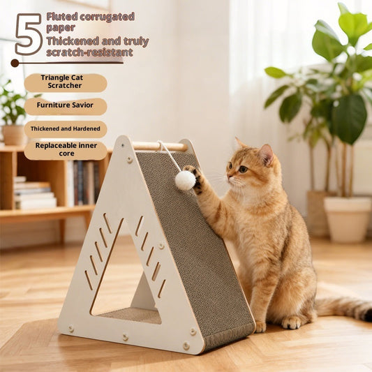 KFX-3829309 Triangular Corrugated Cardboard Cat Scratching Board and Nest Climbing Frame