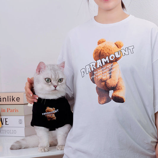 KFX-3834685 Casual Cotton T-Shirts for Pets and Adults in Various Colors and Sizes