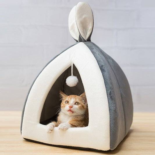 KFX-3838525 Rabbit Ear Nest for Cats and Dogs - Soft Arctic Velvet with PP Cotton, Multiple Sizes Available