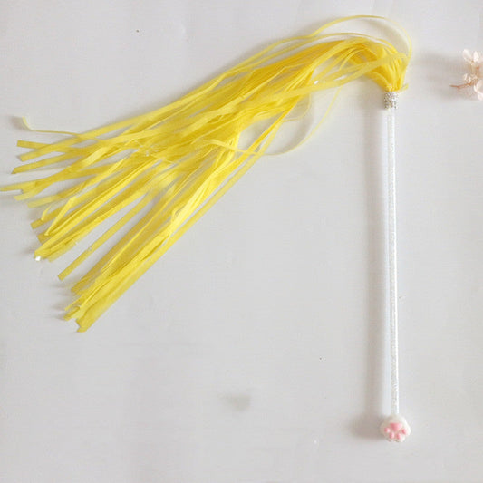 KFX-3839677 Cat Toy Stick with Bell, Feather Tassel & Bite Resistant Fur Ball - Multiple Colors Available
