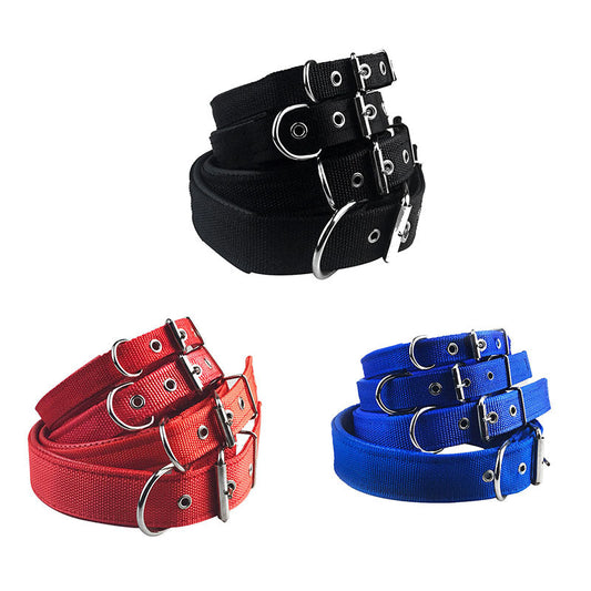 KFX-3842621 Adjustable Nylon Foam Leather Dog Collar with Soft Lining in Multiple Colors