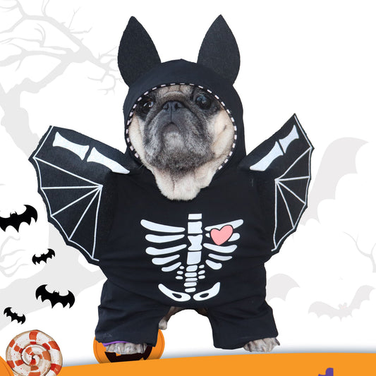 KFX-3843005 Stylish Black Bat Costume for Dogs - Transforming Pet Outfit in Various Sizes