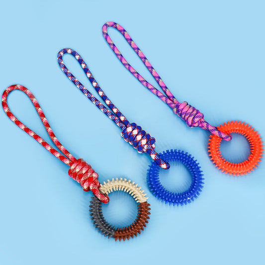 KFX-3857597 Durable Braided Rope Toy for Dogs - Colorful Puppy Knot with Self-Relief Feature (43CM x 11CM, 166g)