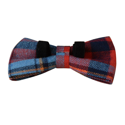 KFX-3858109 Velvet Plaid Dog Collar with Alloy Buckle - Cotton Fabric, Sizes S to XL