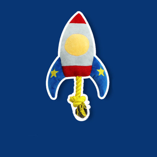 KFX-3872445 Durable Plush Knot Dog Toy for Gnawing - Airplane & Rocket Design