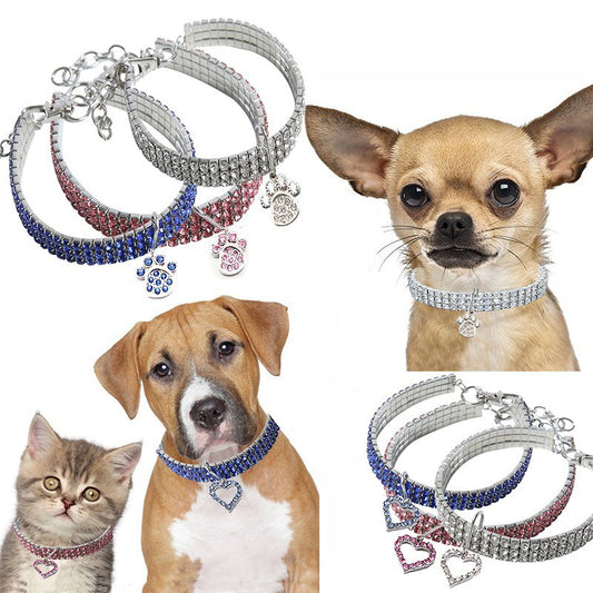 KFX-3875389 Cartoon Crystal Elastic Pet Collar for All Seasons - Perfect for Every Celebration