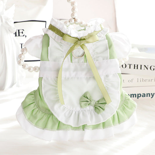 KFX-3877949 Cotton Princess Skirt for Small Dogs and Cats in Black and Green