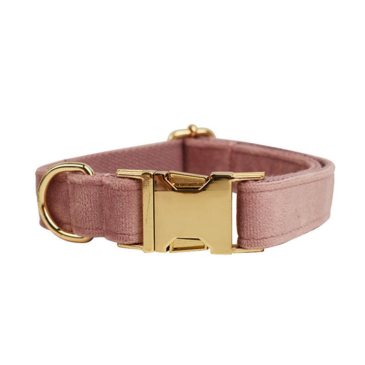 KFX-3884605 Light Purple Velvet Dog Collar with Bow and Floral Accessories for Pets