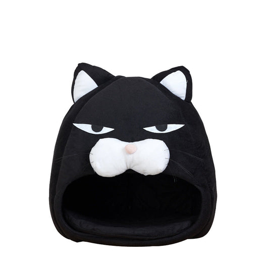 KFX-3887165 Cozy Cat House Bed with Removable Litter Mat, Plush Nest for Small and Medium Pets