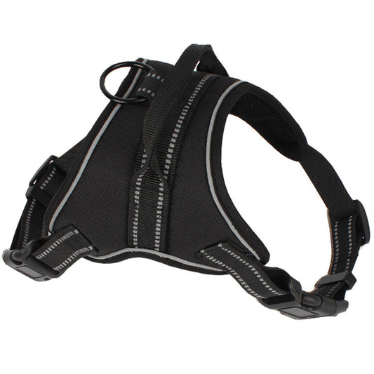 KFX-3888189 Adjustable Pet Harness for Medium to Large Dogs - Black, Orange, Green, with Chest Strap
