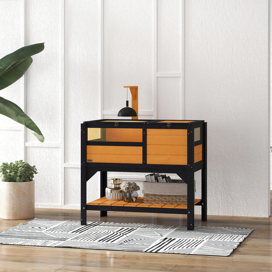 KFX-3892541 Indoor Tortoise Habitat with Shelf Storage and Weather Protection in Yellow