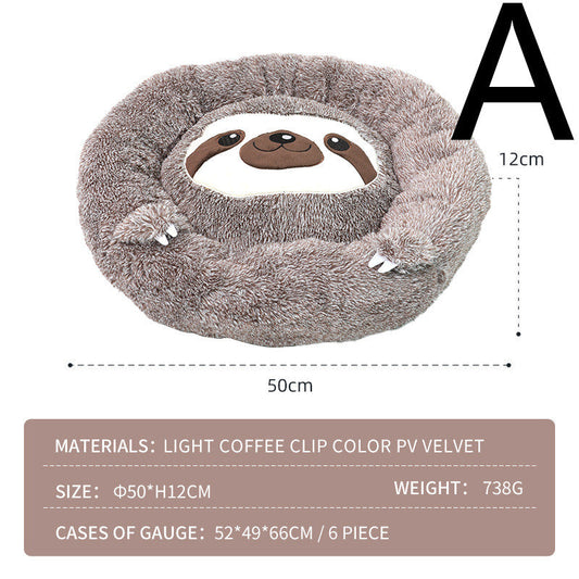 KFX-3892925 Sloth-Shaped Plush Pet Bed for Cozy Relaxation and Comfort