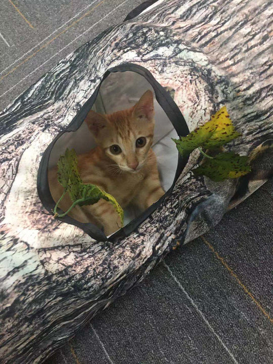 KFX-3893949 Creative Tree Pattern Cat Tunnel - 150cm Polyester Cloth with Three Channels for Cats and Dogs
