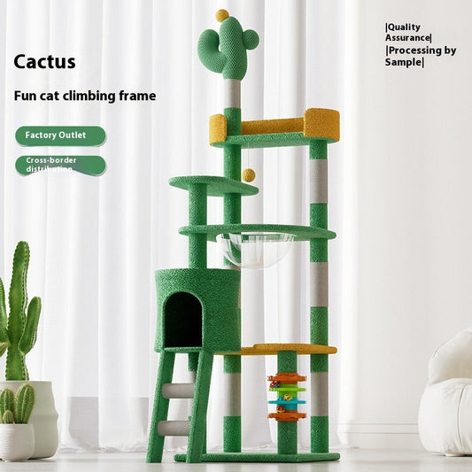 KFX-3897917 Large Pastoral Cactus Cat Climbing Frame in Durable Density Plate