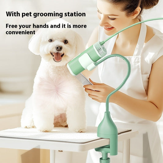KFX-3902269 Pet Halter Hair Dryer Holder - Adjustable Brackets in White and Green