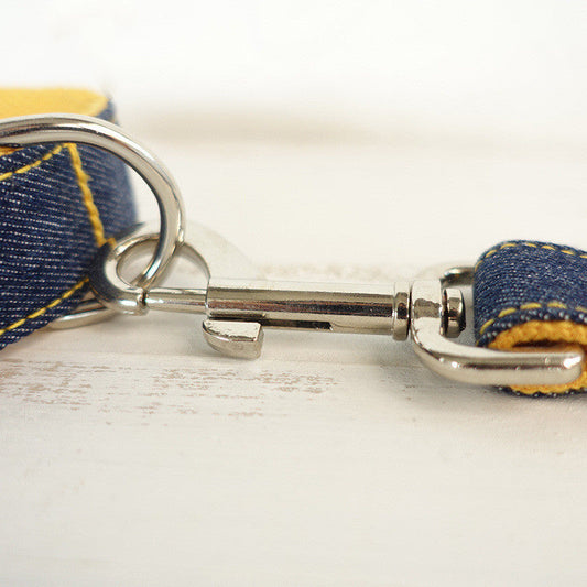 KFX-3902397 Yellow Cowboy Pet Collar Bow Tie Traction Set - Polyester, Available in XS, S, M, L, XL
