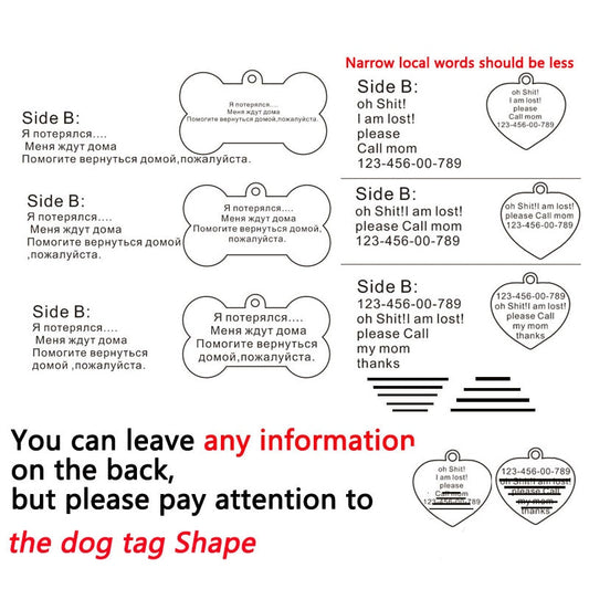KFX-3911997 Personalized Stainless Steel Pet ID Tag with Natural Zircon Pendant