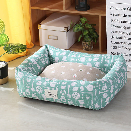 KFX-3915965 Cozy Linen Pet Nest with 3D High-Elastic PP Cotton Filling - Various Sizes Available