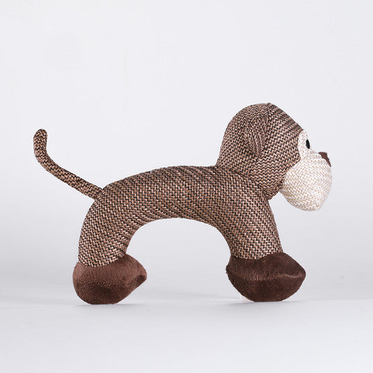 KFX-3922493 Creative Plush Toy for Dogs - Elephant, Sheep, and Monkey - 28cm Long, Linen and Plush Material