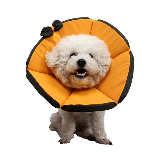 KFX-3929405 Dog Recovery Collar - Adjustable Cloth Elizabethan Cone for Comfort in Yellow, Black, Pink, Gray (Sizes XS-XXXL)