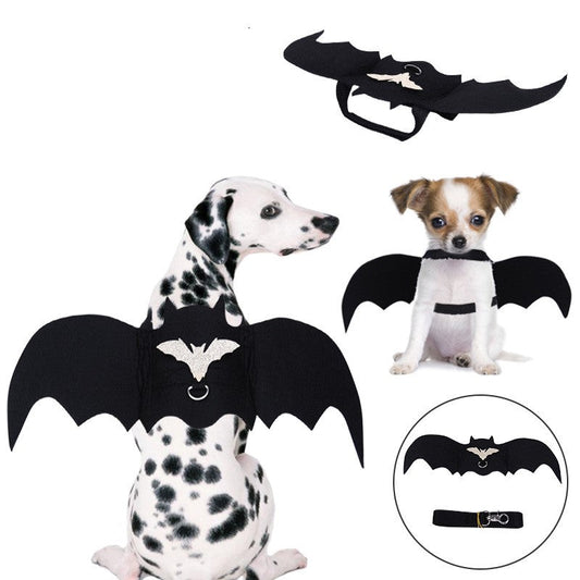 KFX-3942717 Halloween Pet Bat Wings Costume for Dogs and Cats - Durable Black Polyester Fiber and Felt Fabric