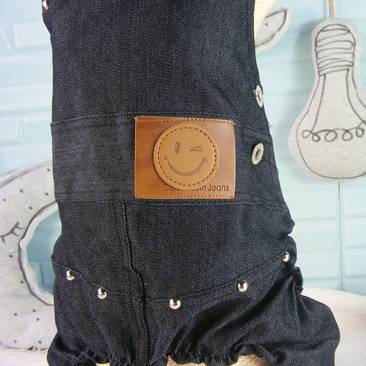 KFX-3943485 Casual Cotton Denim Overalls for Dogs