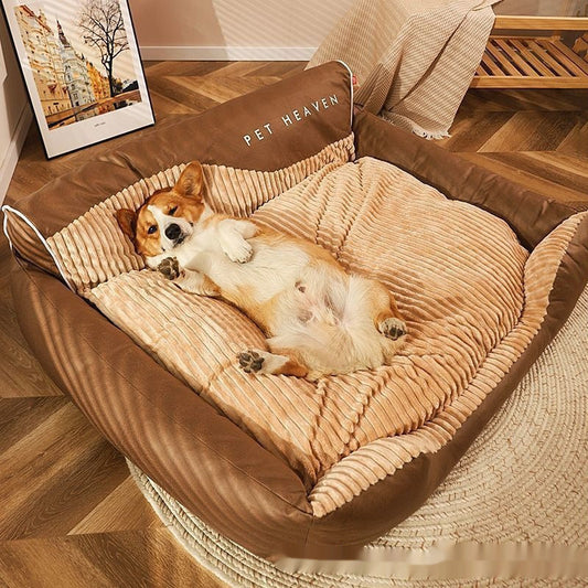 KFX-3944381 Cozy Deep Sleep Pet Bed for Medium and Large Dogs, Warm Brown Kennel Mat