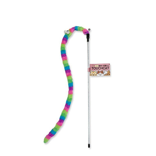 KFX-3955261 Cat Feather Teaser Stick with Colorful Stripes and Patterns for Playful Kittens