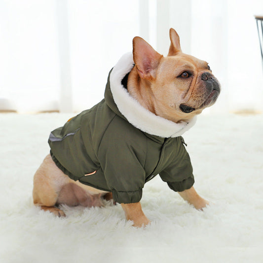 KFX-3958845 Casual Cotton-Padded Clothing for Medium Size Corgis in Military Green, Military Red, and Blue White