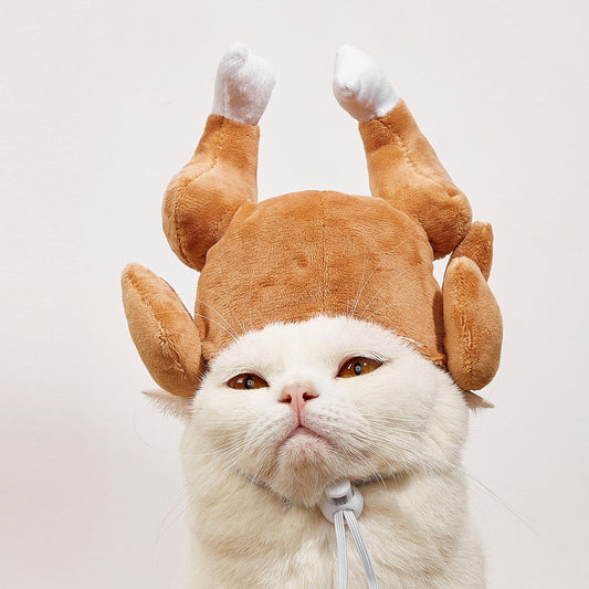KFX-3959229 Full Face Plush Turkey Hat for Thanksgiving Costume Dress-Up Party