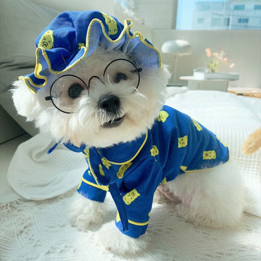 KFX-3966781 Korean Candy Bear Pajama Set for Dogs, Pure Cotton with Hat, Sizes S-2XL