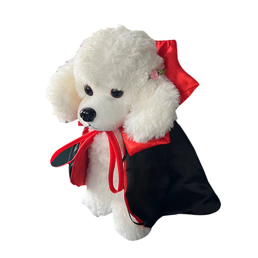 KFX-3967549 Red and Purple Pointed Devil Cloak with Hat for Pets – Free Size Polyester Halloween Costume