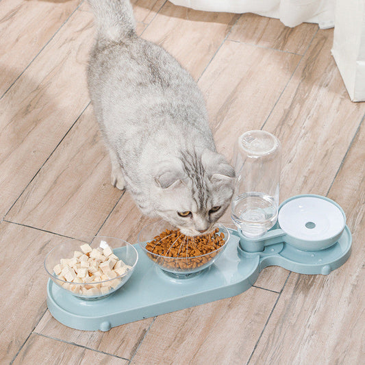 KFX-3981629 Double Bowl Automatic Feeder and Waterer for Cats and Dogs, Portable and Easy to Clean, Durable ABS and PC Materials