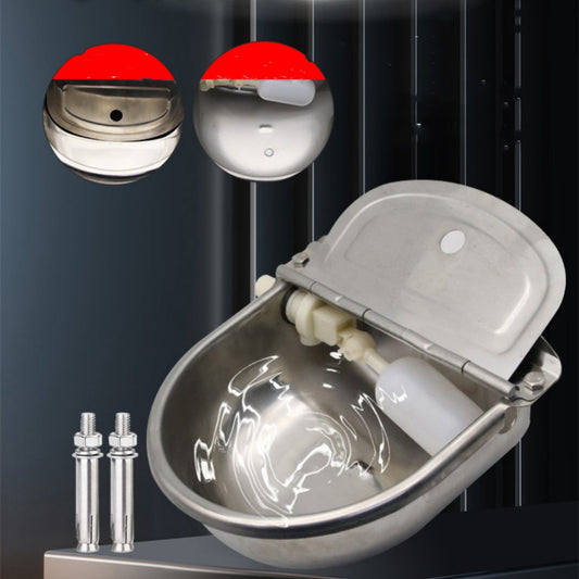 KFX-3987389 Stainless Steel Drinking Bowl for Cattle, Horses, and Sheep with Sink and Pipe