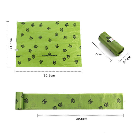 KFX-3989437 Pet-Friendly Degradable Thick Garbage Bags in Green - 15 Count Roll, 21.5 x 30.5 cm
