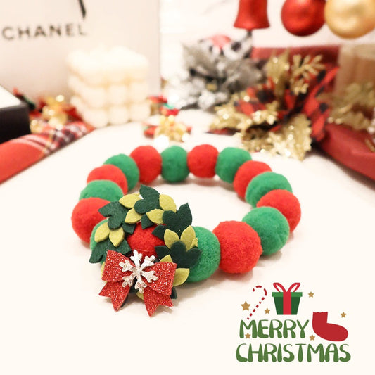 KFX-3989821 Pet Christmas Bow Tie Collar Scarf for Cats and Small Dogs – Santa Costume Accessory